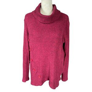 Studio 1886 wine colored cowl neck long sleeve pullover stretchy sweater size L